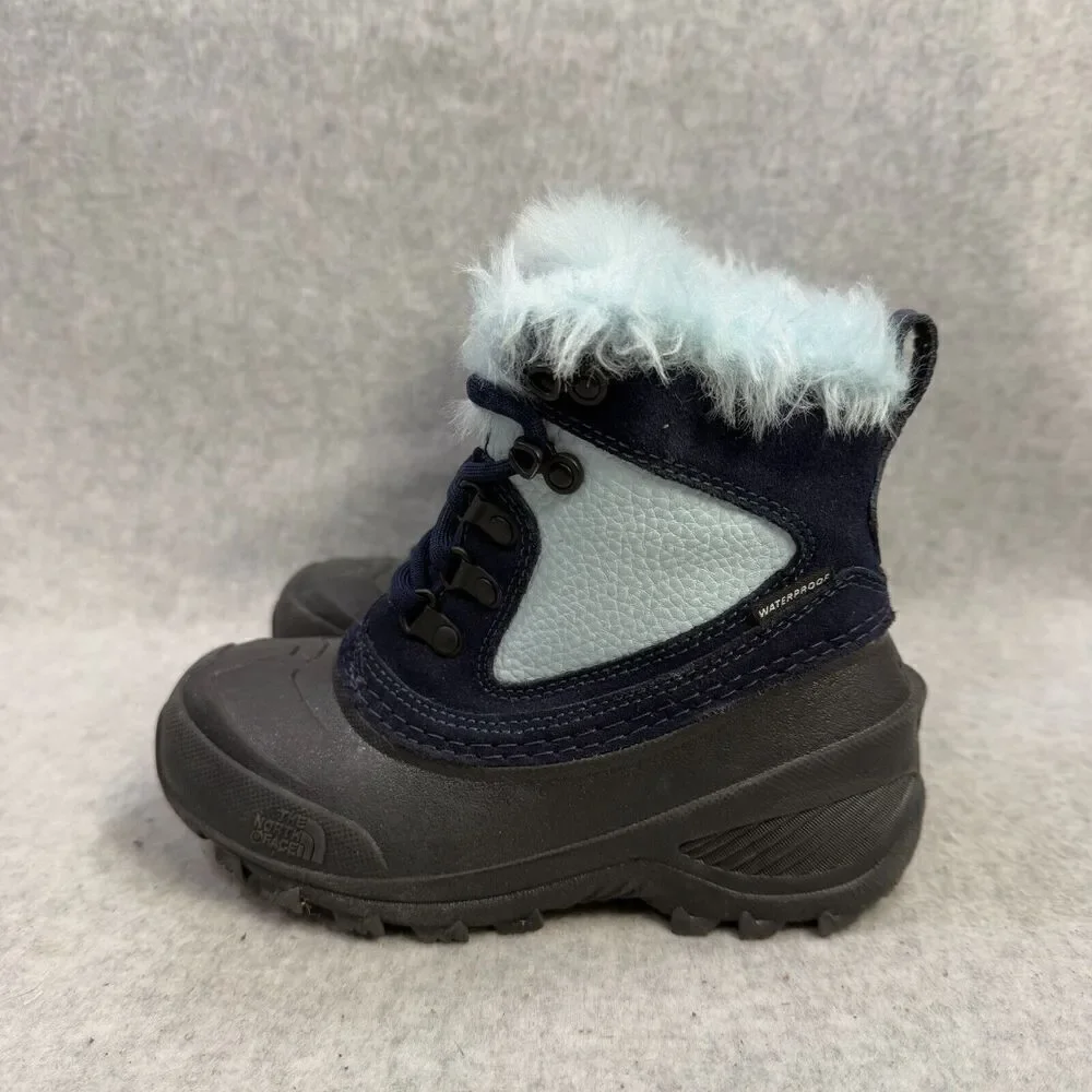 The North Face Kids Boots Size 13 Blue Black Fur Lined Winter Snow Shoes